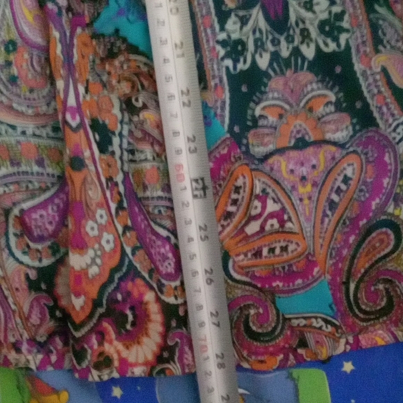 Co-Me Como Summer Dress Size Small Floral Pattern Aqua / Purple Color - Picture 6 of 12